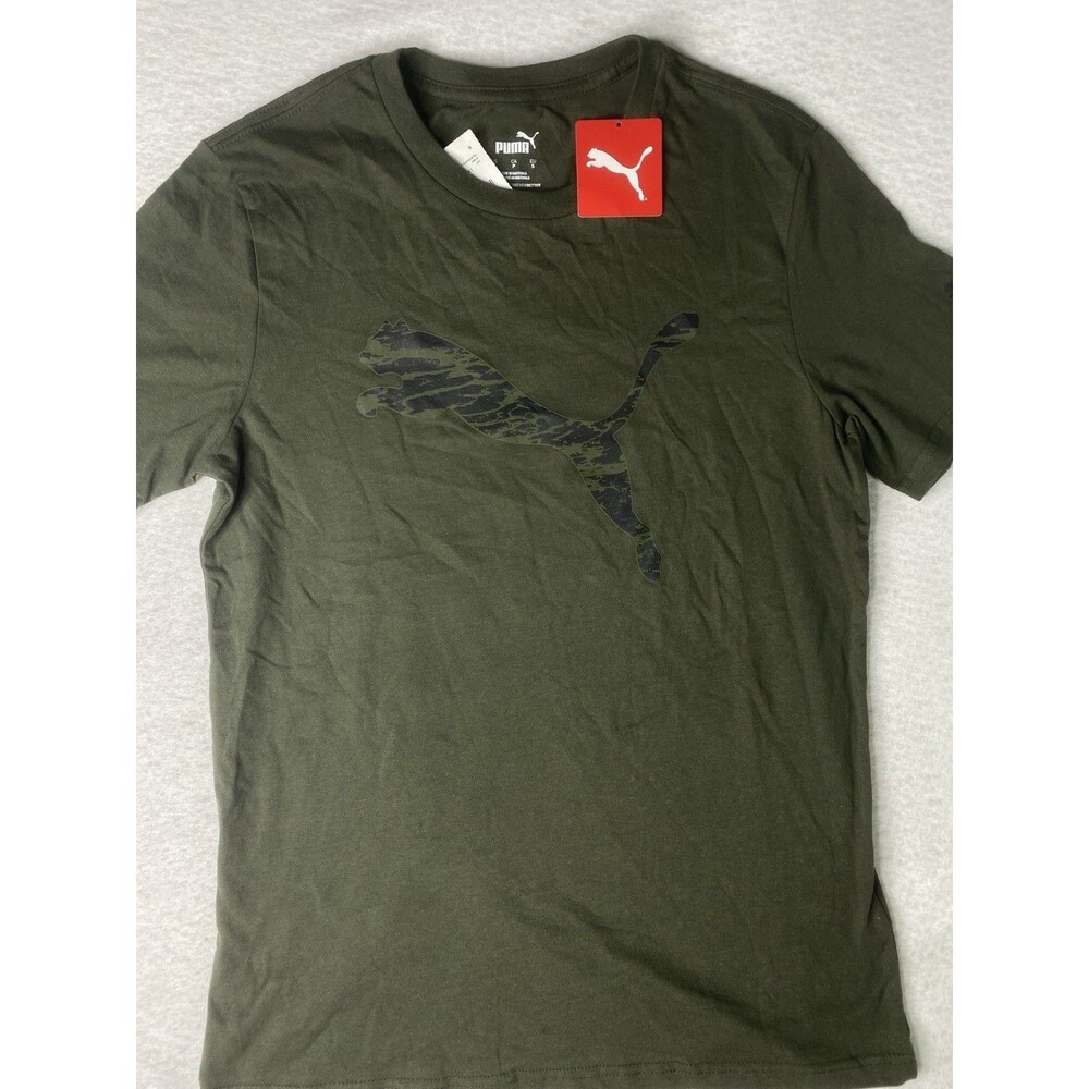 Puma Men's T-shirt Size Small Dark Green Camo Logo NWT New Casual Shirt Graphic